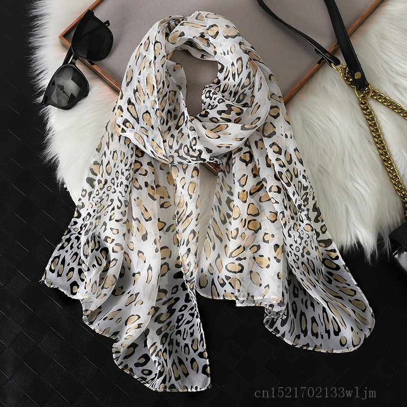 Face Scarf Mask - 2024 패션 프린트 레오파드 쉬폰 히잡