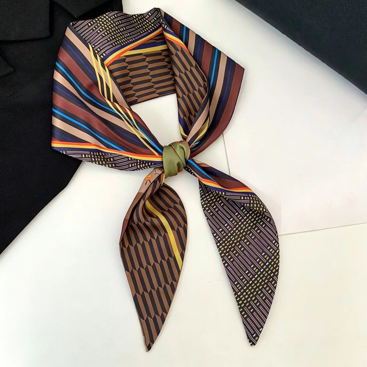 Head Wrap Turban - 럭셔리 프린트 롱 헤어 리본 베벨