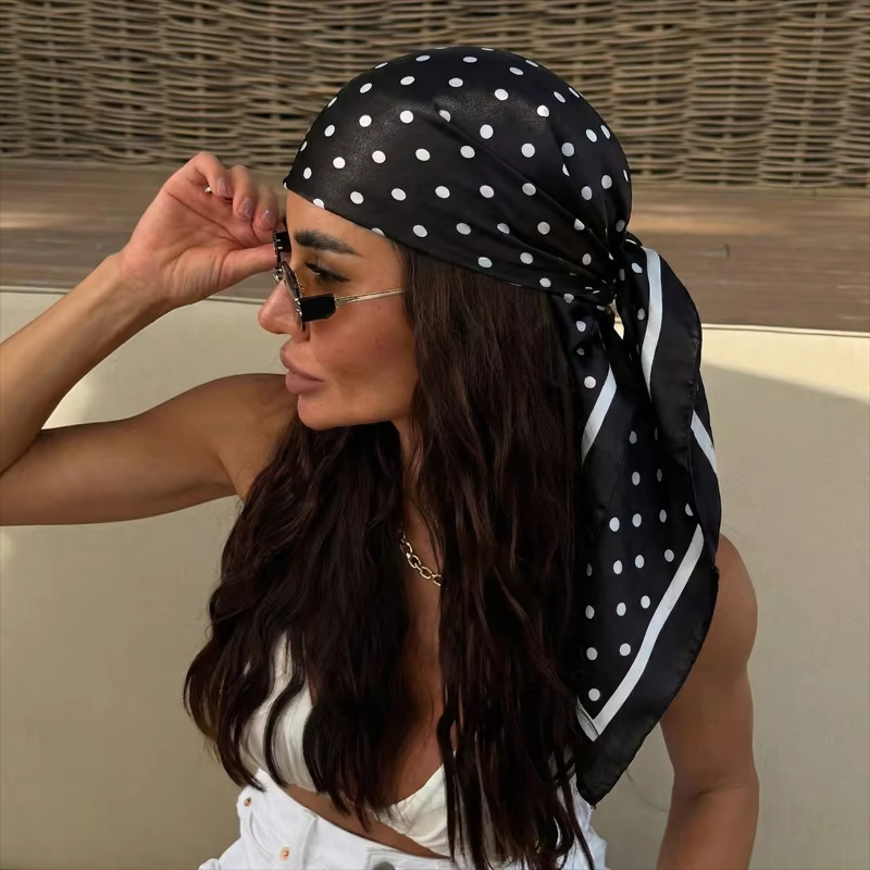 2026 여성용 새로운 도트 프린트 스퀘어 스카프 숄  - Head Wrap Turban 리뷰 및 가격