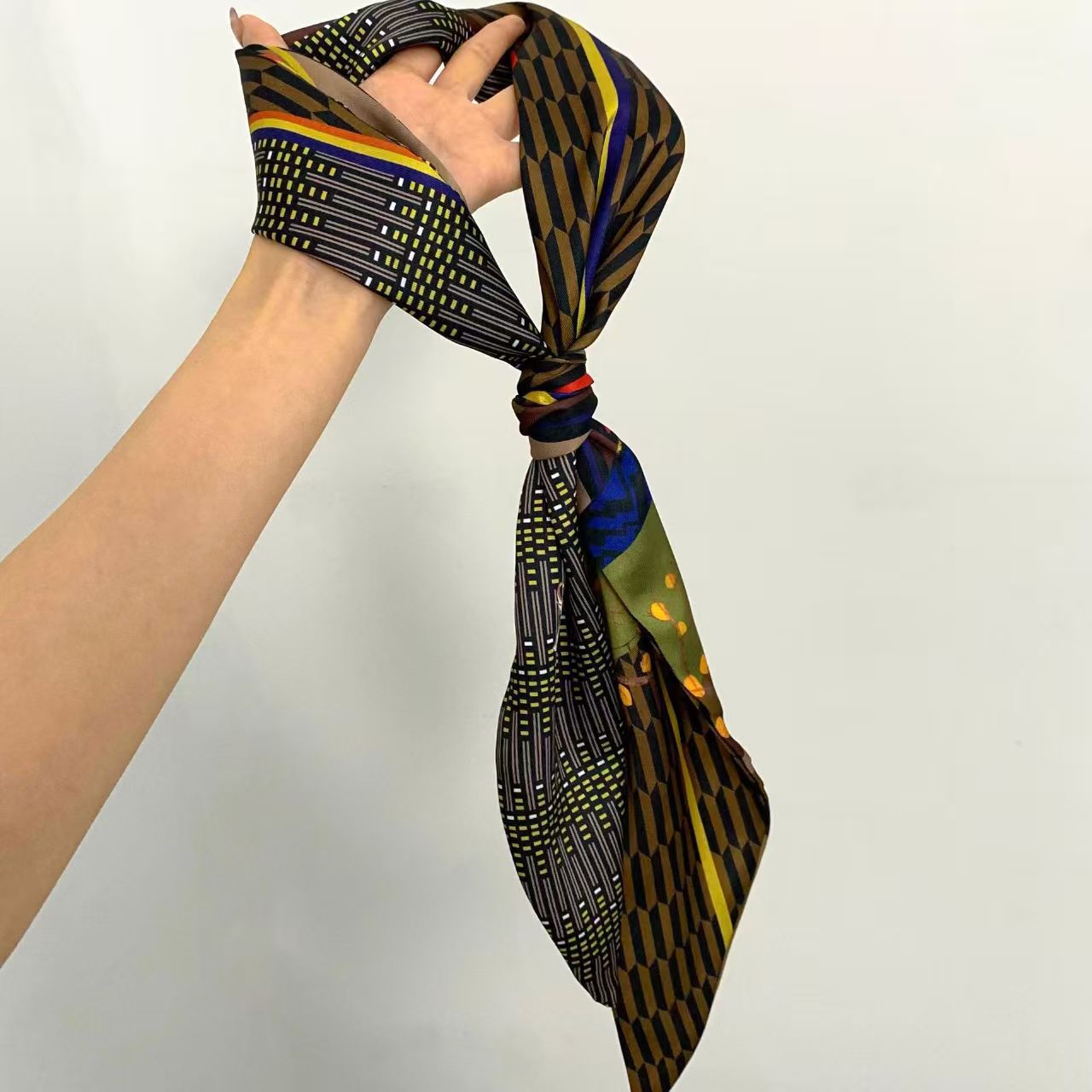 럭셔리 프린트 롱 헤어 리본 베벨 실크 스카프 여성 넥 - Head Wrap Turban 리뷰 및 가격